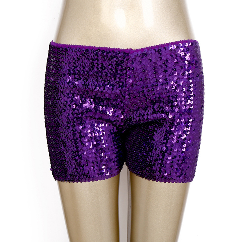 Picture of European and American Street Fashion Metal Sequins Elastic Belt Slim-fit Low Waist All-match Women's Shorts Dancing Hot Pants