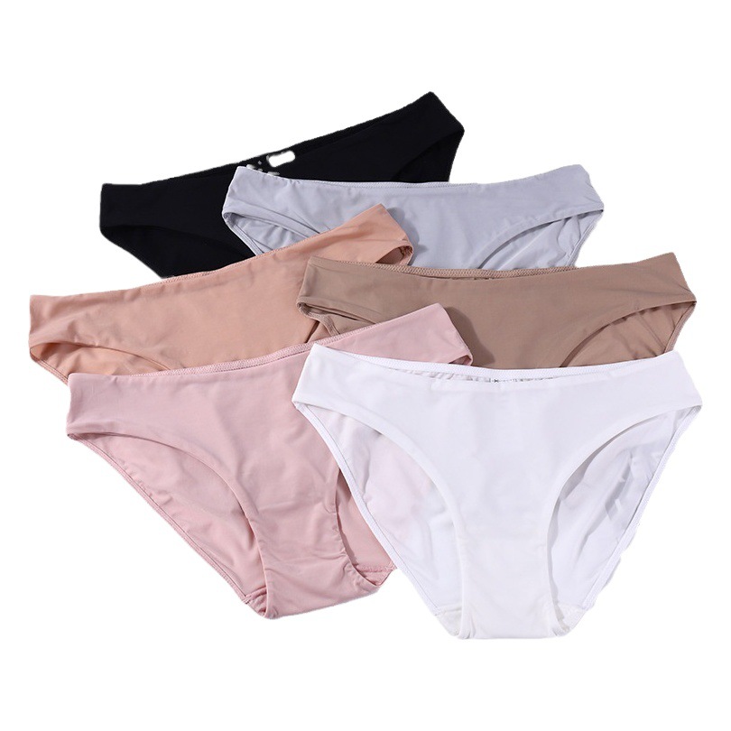 Cross-Border Large Size Women's Underwear Pure Cotton Breathable Seamless Summer Girls' Briefs Solid Color Versatile Women's Wholesale