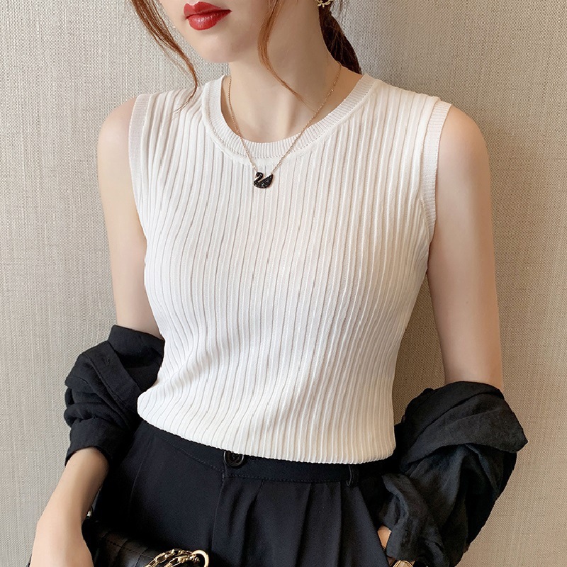 Base Vest Women's Clothing Inner Wearing Summer New Tight Short Small Sling Ice Silk Knit Sleeveless Top
