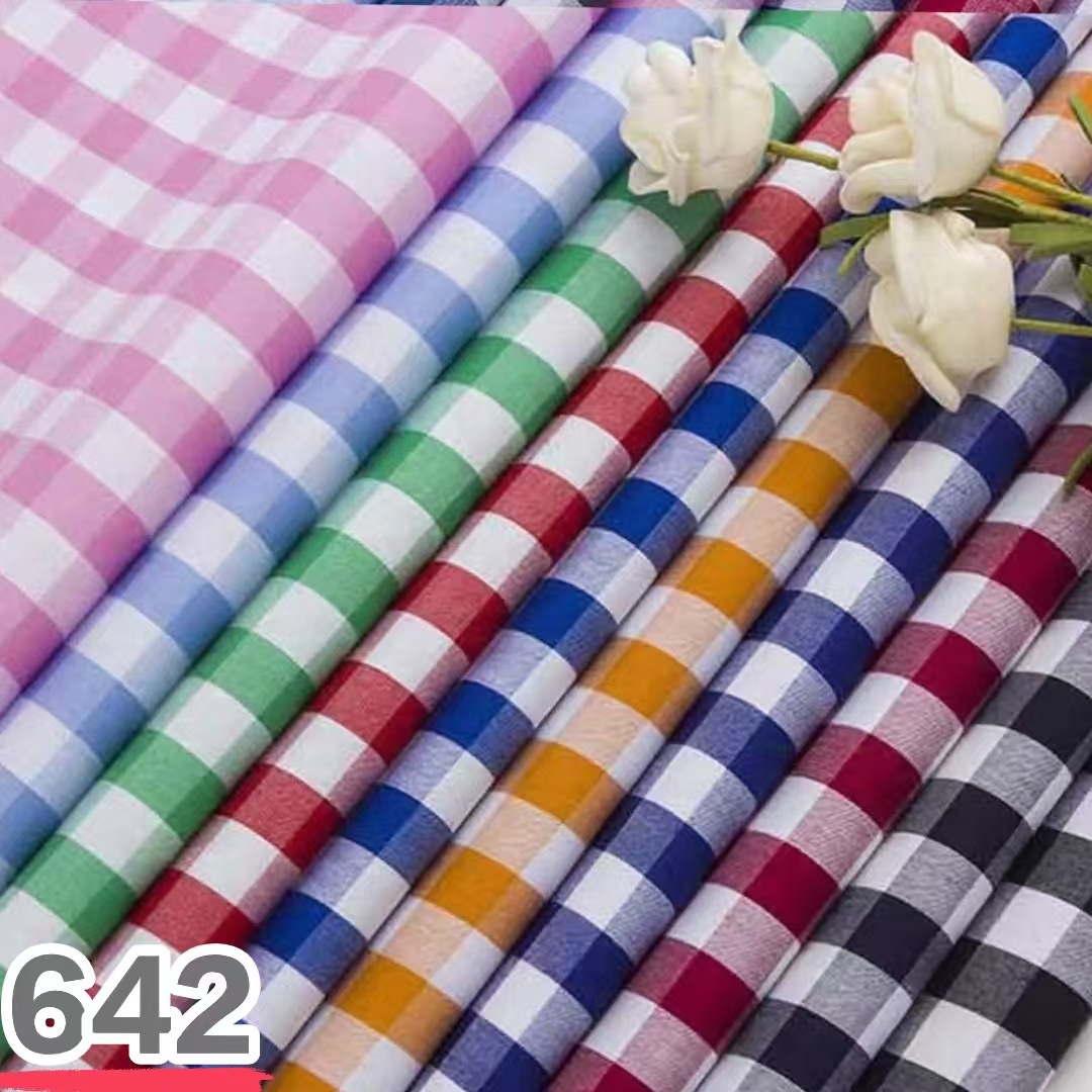In stock supply 50 high density chaoyangge fabric manufacturers girls' shirt Plaid spring and summer cotton plaid