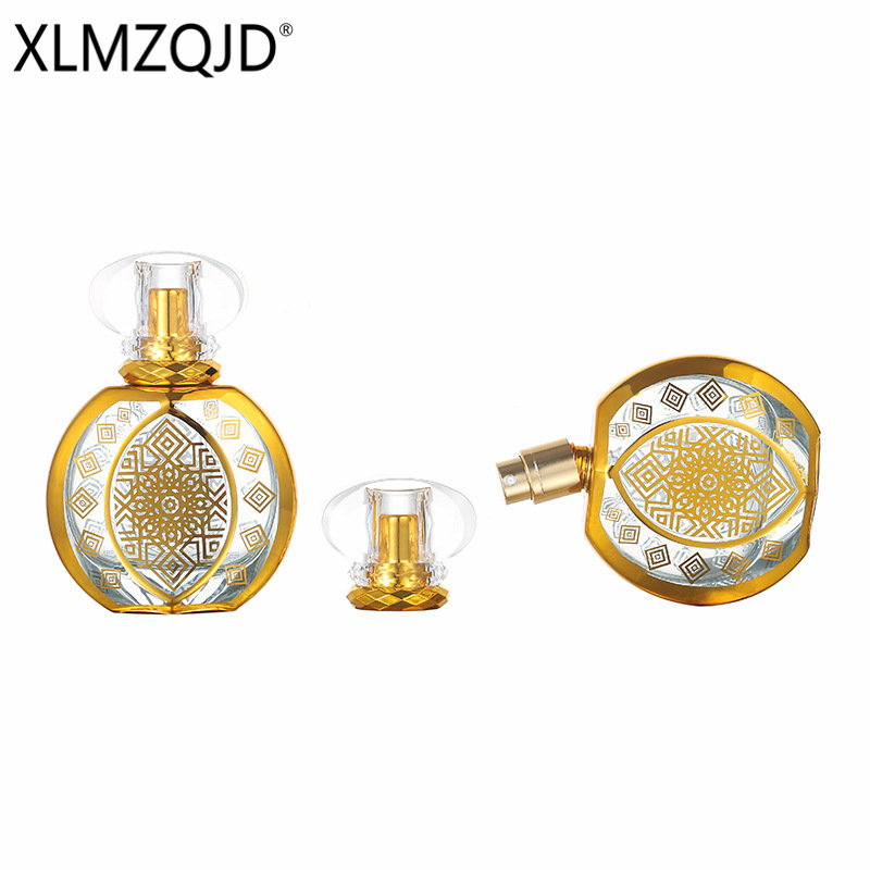Picture of In-Stock B808-50Ml Electroplated Gold Pumpkin Glass Bottle with Rhinestones / Sub-Bottling Bottle / Spray Bottle / Press-Type Empty Bottle