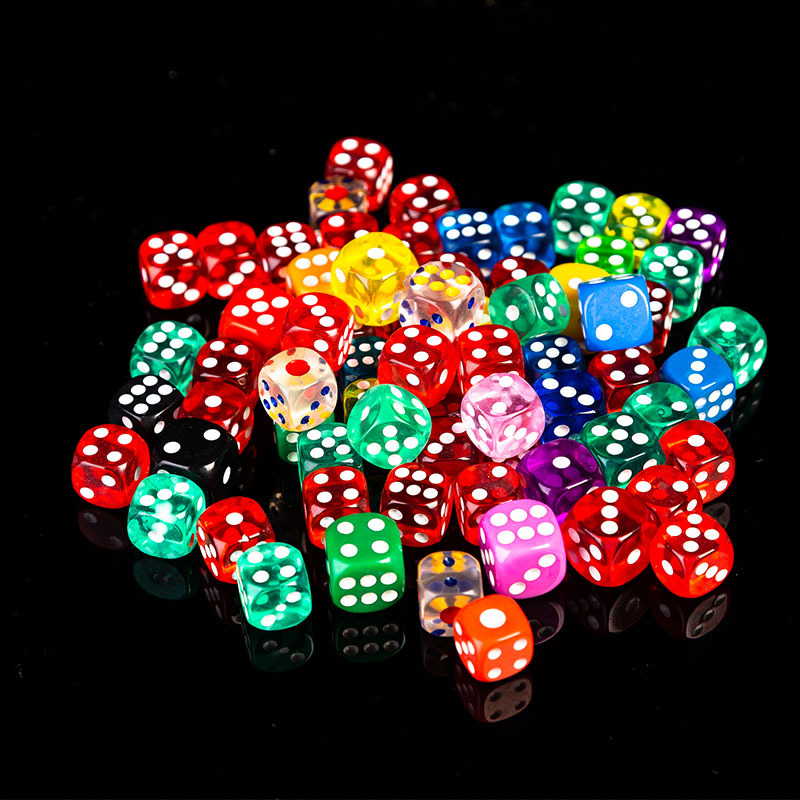 14mm Acrylic Colorful Transparent Dice Bar Dice Chess and Card Dice Crystal Sieve Dice Wholesale