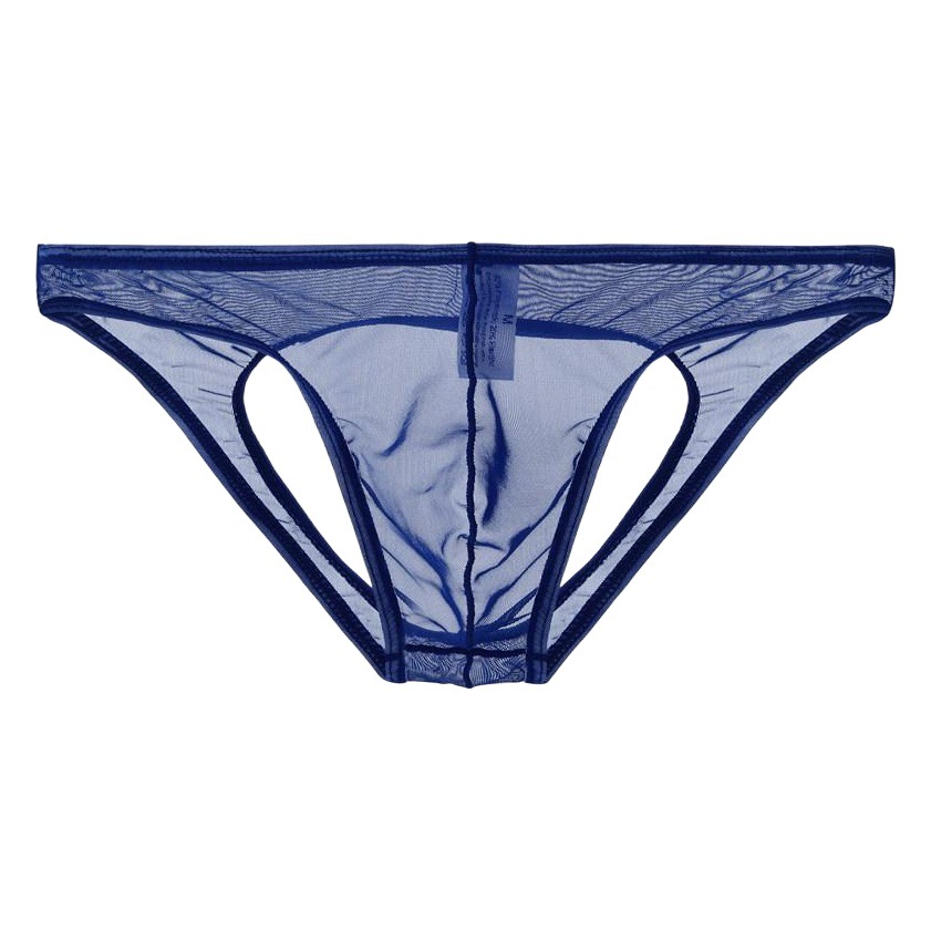 Jun Yee Men's Mesh Transparent Underwear Butt Leaky Double Dongs Thin Sexy Briefs Breathable Naked Young Men
