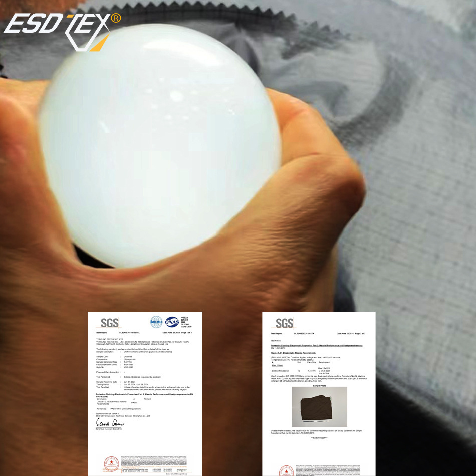 ESDTEX in stock anti-dust absorption anti-static down jacket fabric high anti-velvet nylon graphene waterproof breathable fabric