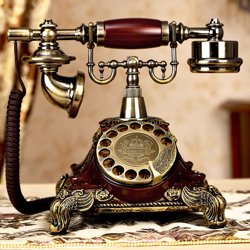 European Retro Telephone Antique Home Landline Old-Fashioned Living Room Ornaments Telephone Plug-In Turntable Single Bell Version