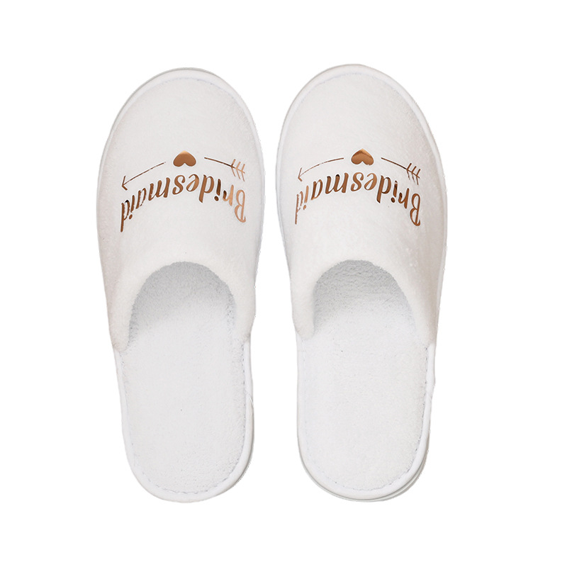 Picture of Wedding Pajamas Party Slippers Gold English Bronzing Letters Bride Bridesmaid Wholesale
