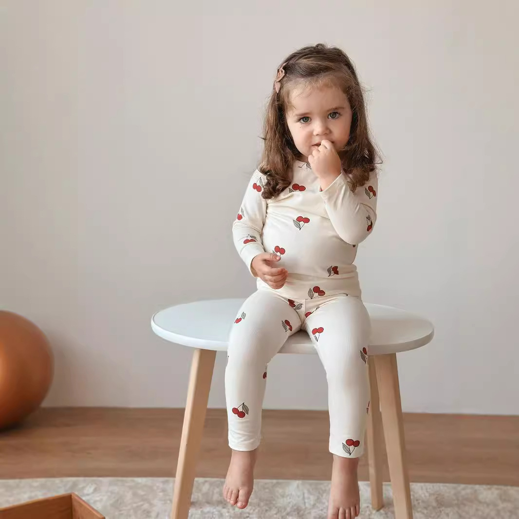 Picture of Korean Children's Summer Pajamas Autumn Clothes Home Clothes Baby Clothes Girls' Long Sleeve Baby Children's Clothing suit Pure Cotton Category A