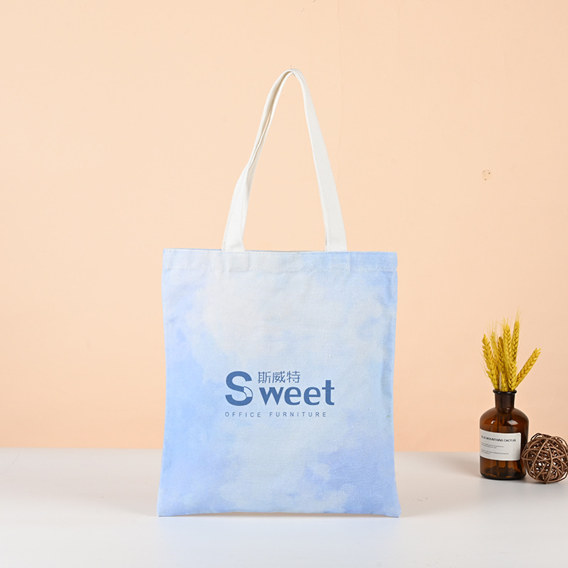 Gradient canvas bag custom pattern advertising cotton bag portable shopping bag custom enterprise canvas bag printed logo