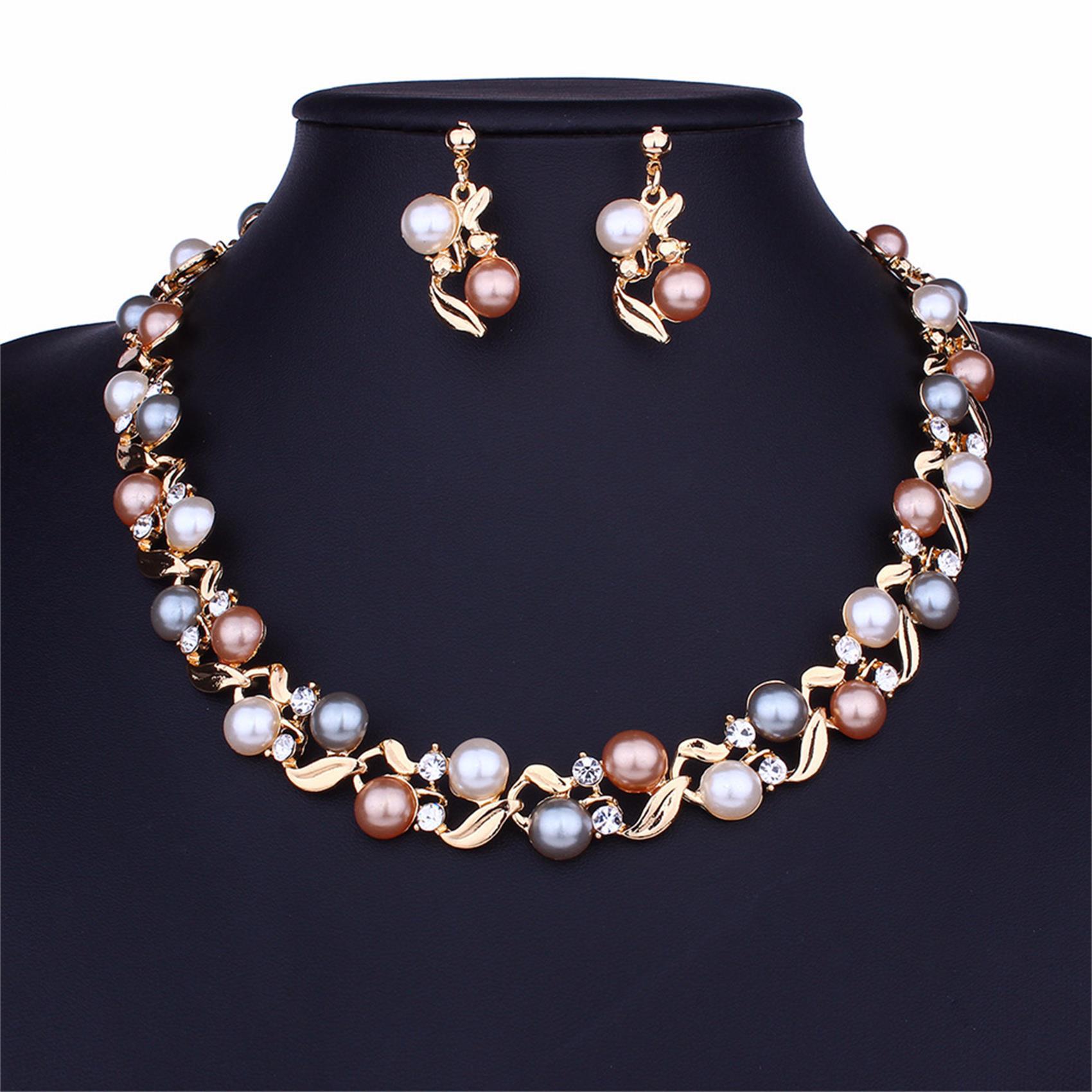 Picture of European and American Popular Vintage Necklace suit Women's 2-piece Set Leaves Flowers Exaggerated Jewelry New Wedding Accessories for Brides