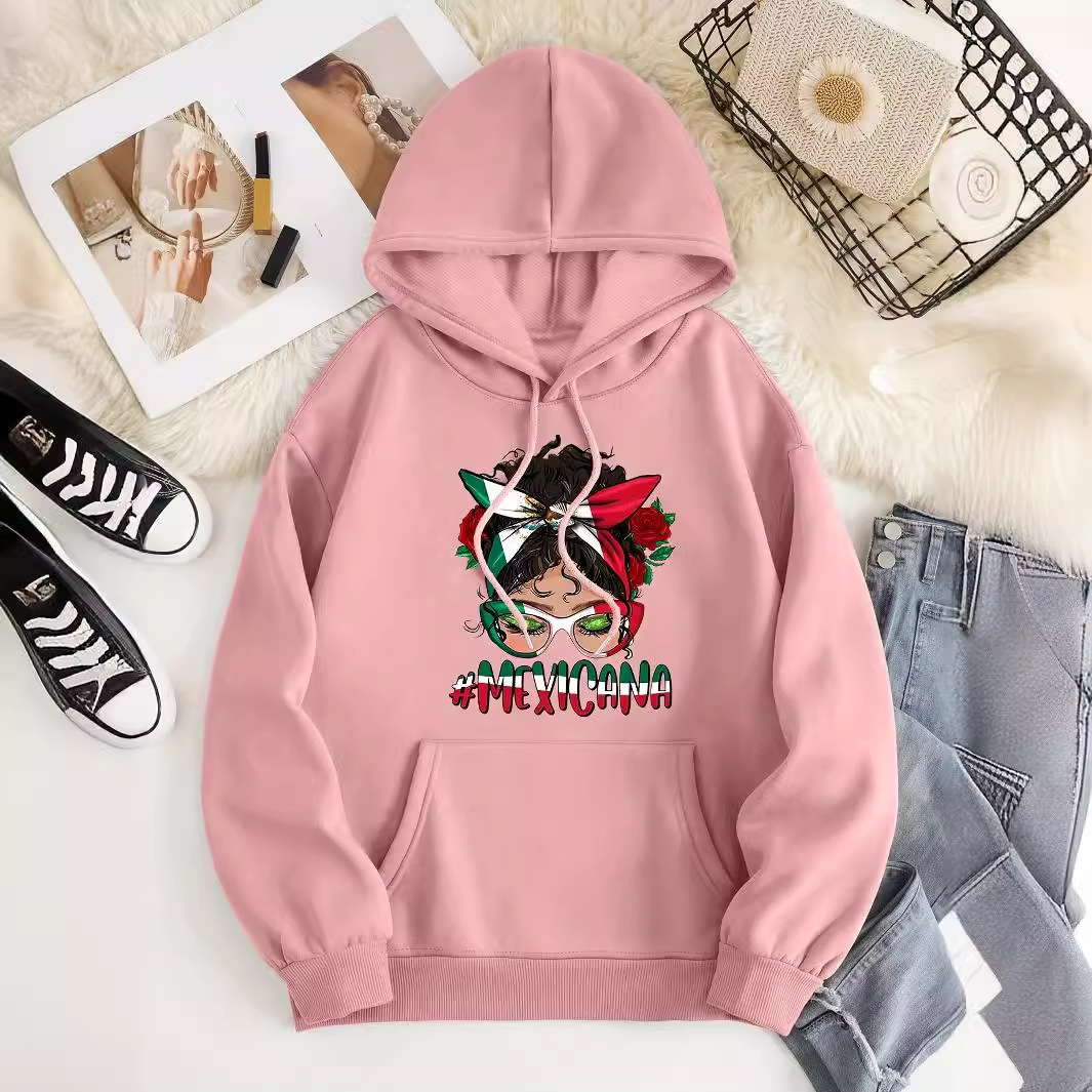 Cross-border Foreign Trade Autumn New Casual Turtleneck Hoodie Printed Fashion Street Pocket Hooded Sweatshirt