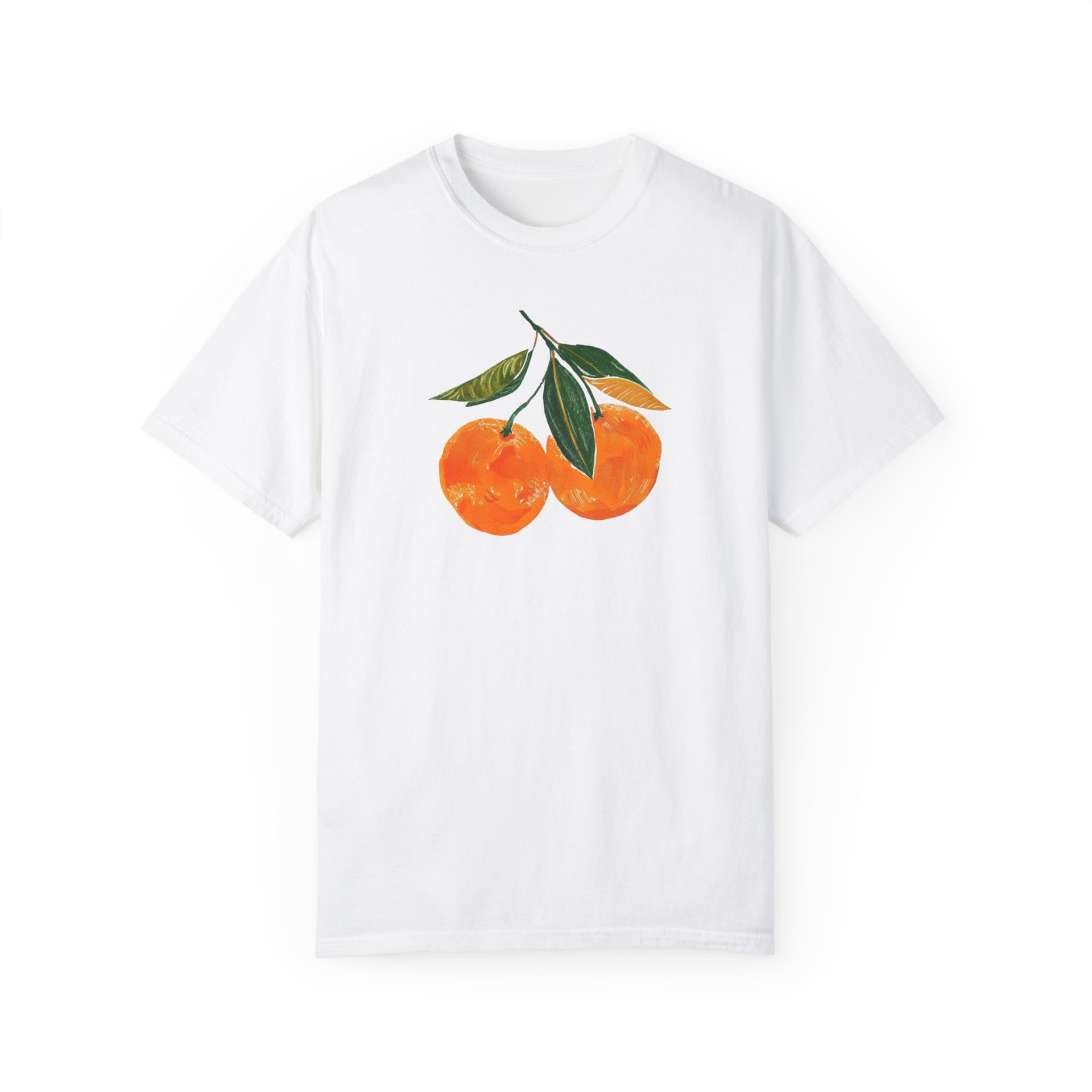 2024 New European and American Cross-border Amazon Orange Pattern Printing Summer Casual Round Neck T-shirt in stock