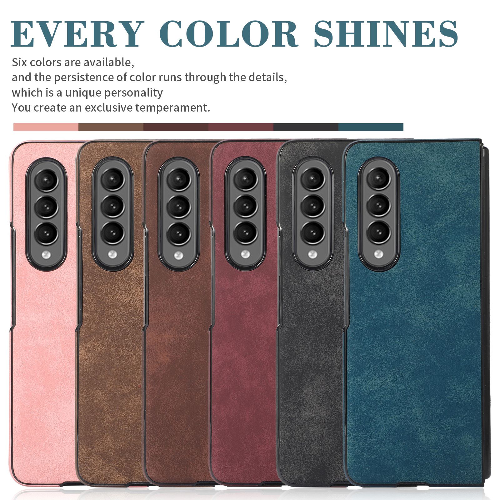 For Samsung Z Fold 4 Folding Phone Case Samsung Z Fold 5 Back Cover Protective Leather Case Retro Skin Sense