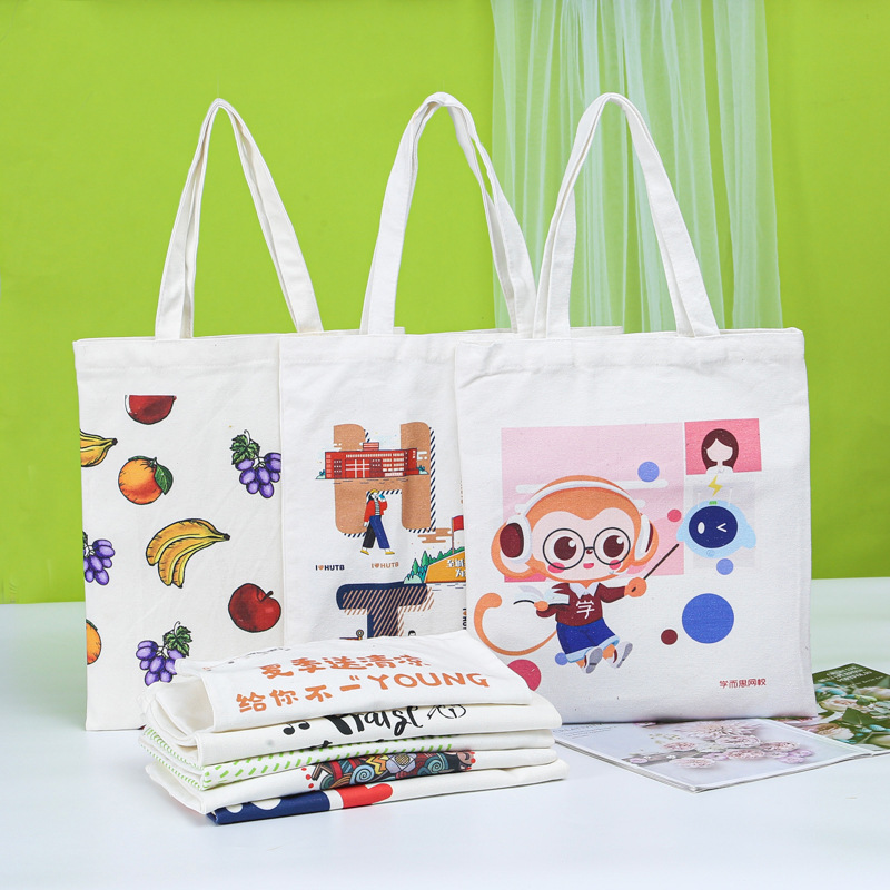In stock canvas bag wholesale diy advertising gift canvas bag shoulder student cotton bag drawstring bag printable LOGO