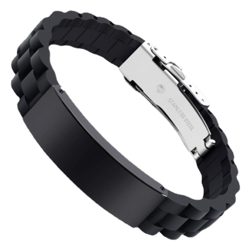 Manufacturer European and American Engraving Menbracelet Men's Hand Jewelry Accessories Men's Jewelry Silicone Stainless Steel Bracelet Trendy