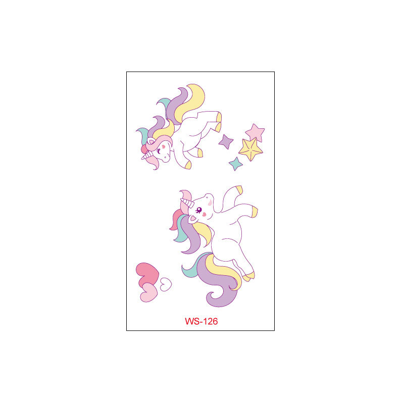 Picture of Unicorn Tattoo Sticker Original Children's Cute Cartoon Doll Birthday Rainbow Little Pegasus Waterproof Temporary Sticker