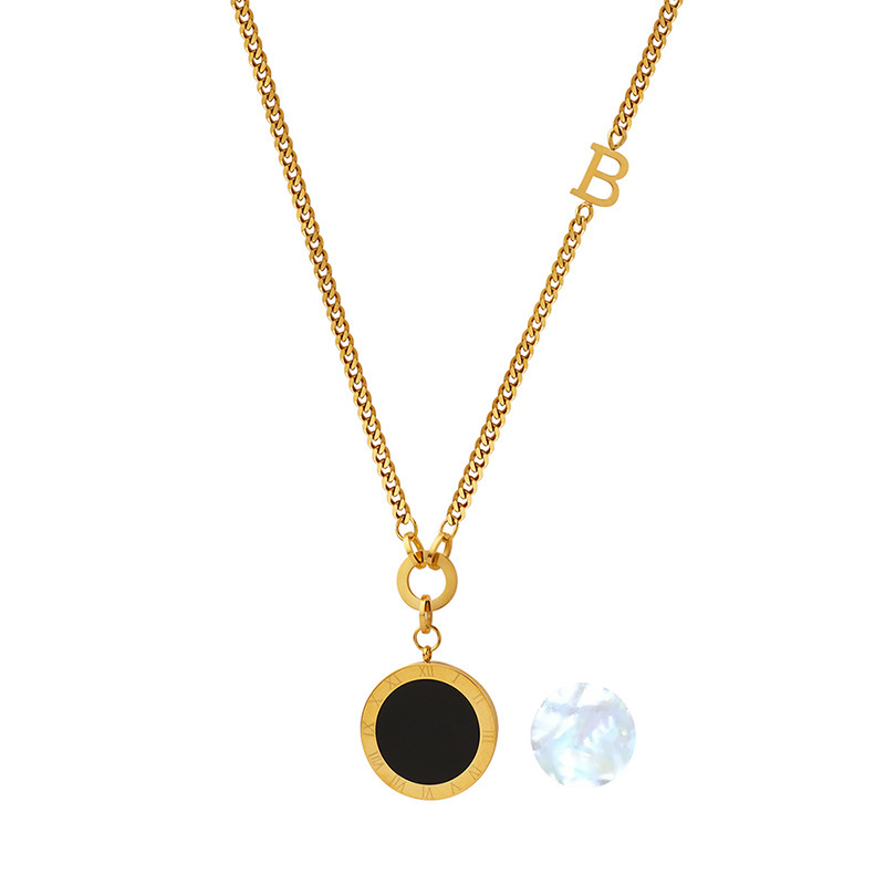 Picture of High collar long fashion versatile Roman black and white double-sided pendant sweater chain Europe and the United States cross-border hot jewelry M004