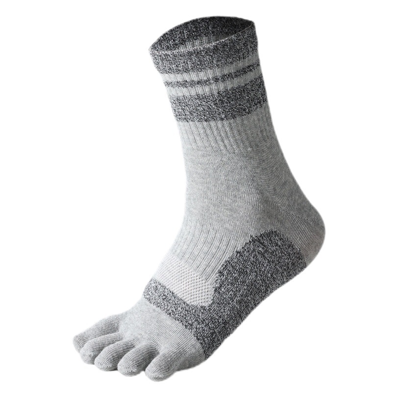 Men's five-finger socks pure cotton deodorant mid-calf toe socks sports five-toe socks sweat-absorbent breathable autumn and winter thick toe socks