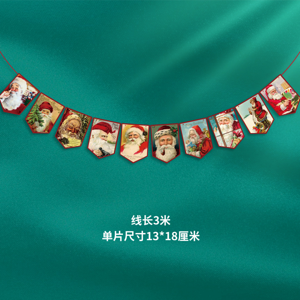 Picture of Christmas Decorations Christmas Pull Flag Hanging Flag Holiday Banner Party Decoration Paper Cartoon Christmas Pull Flower String Flag