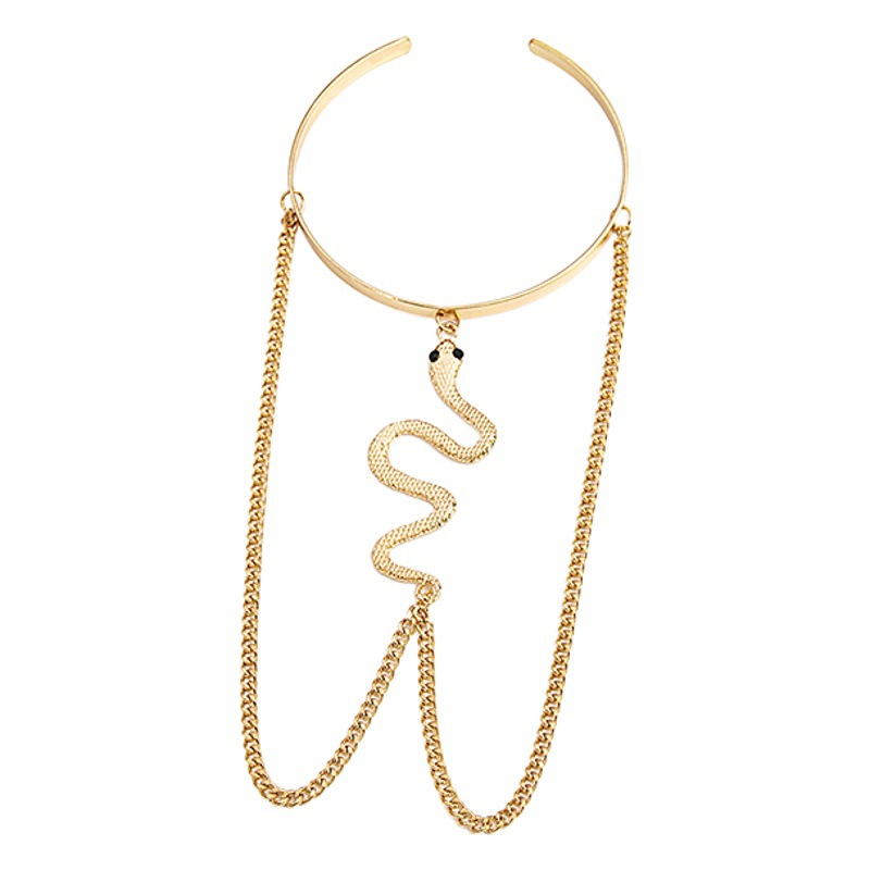 Picture of Metal Wind Arm Ring Simple Long Tassel Snake Distinctive Chain Diamond Jewelry Light Luxury High-end Ring Bracelet