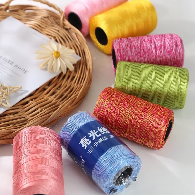 1mm hollow thread summer slippers cup set thin thread summer hat woven ice silk thread bright silk thread handmade diy mat