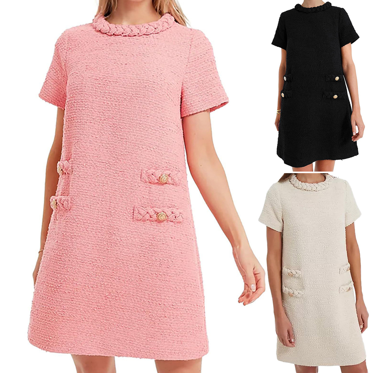 Foreign trade women's women's short sleeve dress round neck top skirt skirt XX0007