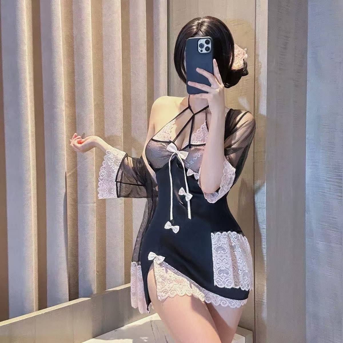 Sexy Lace Sex Underwear Pure Desire Nightgown Free Uniform suit Temptation Passion Robe Small Chest Flirting Robe