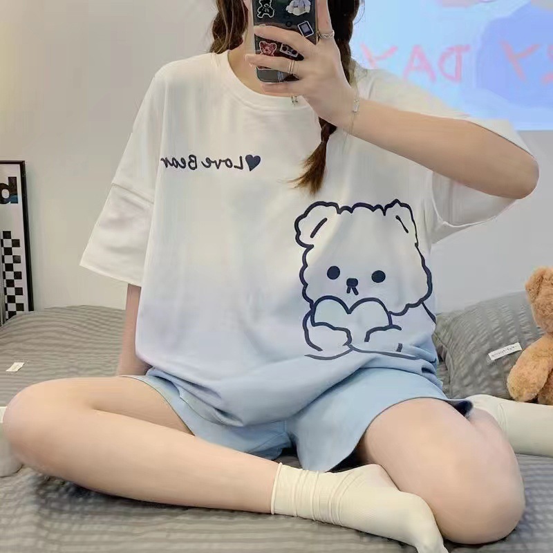 2025 New Style Pajamas Women's Summer Cute Short-sleeved Shorts plus size Internet Popular Style Outwear Summer suit Home Clothes