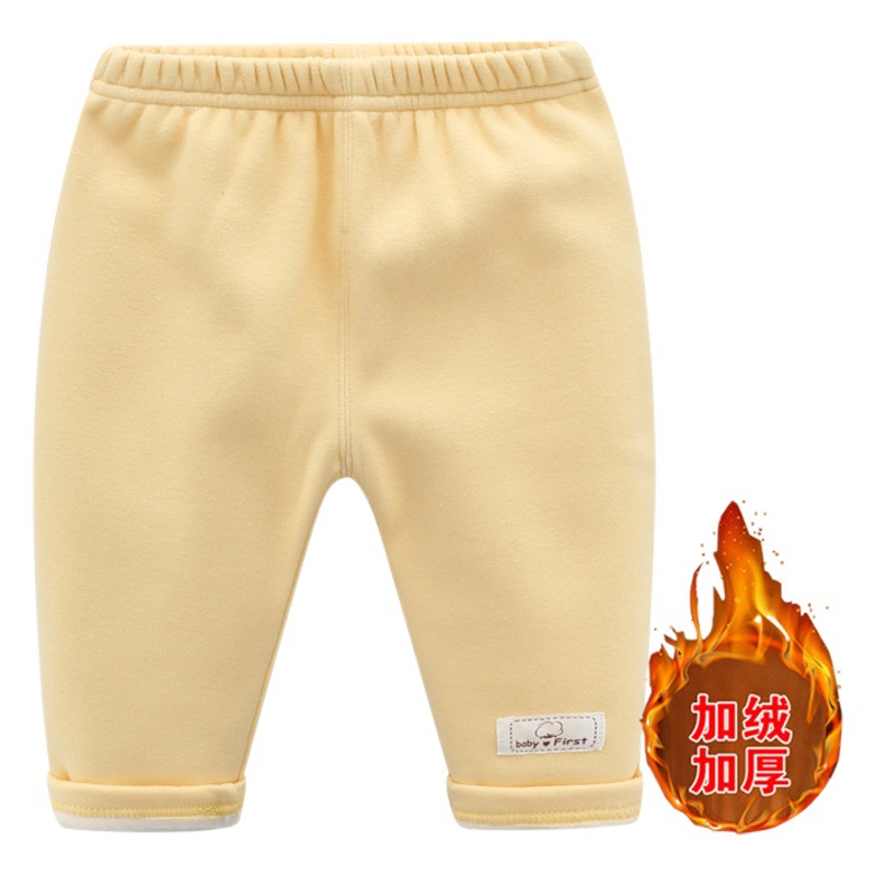 Autumn and winter June-December baby cashmere pants baby windproof warm ins Joker newborn children's pants thickened