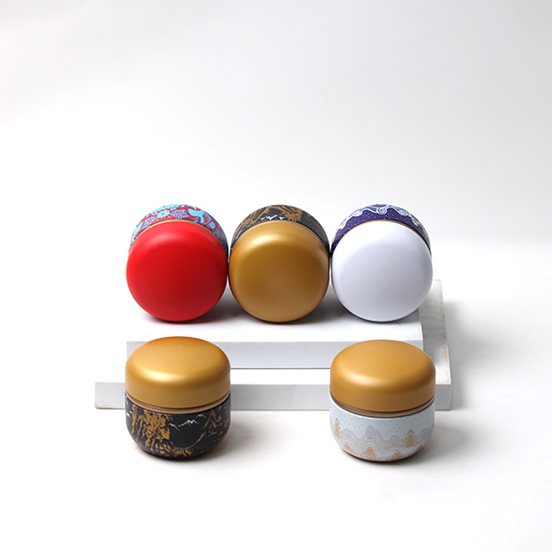 Picture of Tinplate mini portable Chinese style black tea green tea white tea sealed metal round tea iron box packaging
