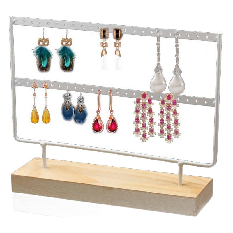 Amazon's Popular Wooden Base Earring Rack Detachable Jewelry Display Rack Hanging Earring Rack Desktop Earring Storage