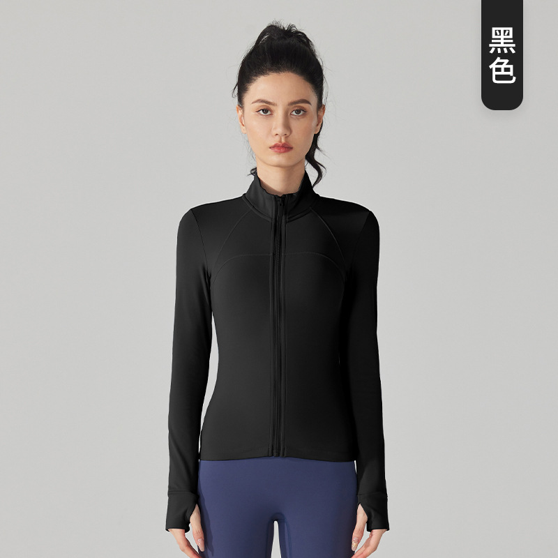 Picture of Yuancheng fleece warm sports jacket thickened slim fit slimming yoga clothes long sleeve zipper running fitness top