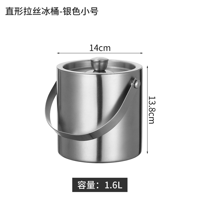 Picture of Amazon Stainless Steel Double-Layer Ice Bucket Bar Champagne Red Wine Beer Commercial Ice Bucket Stainless Steel Bucket