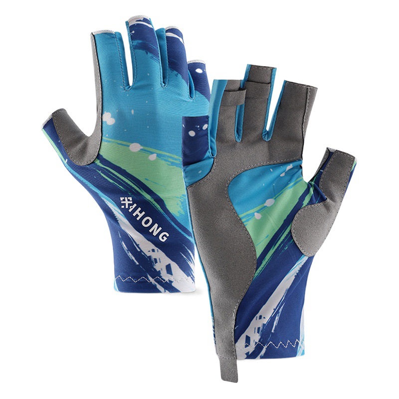 Summer Professional Wear-resistant Fishing Gloves Men's Outdoor Ice Silk Gloves Sunscreen Finger High-elastic Non-slip Half-finger Gloves