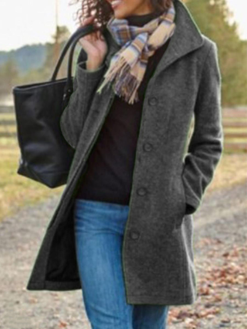 Picture of Export design womenswear Spring and Autumn Simple American Mid-length Quality Women's Coat Woolen Jacket
