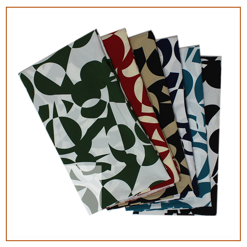 Four-sided elastic fabric printed polyester chiffon fabric women's shirt dress cross-border geometric fashion pattern