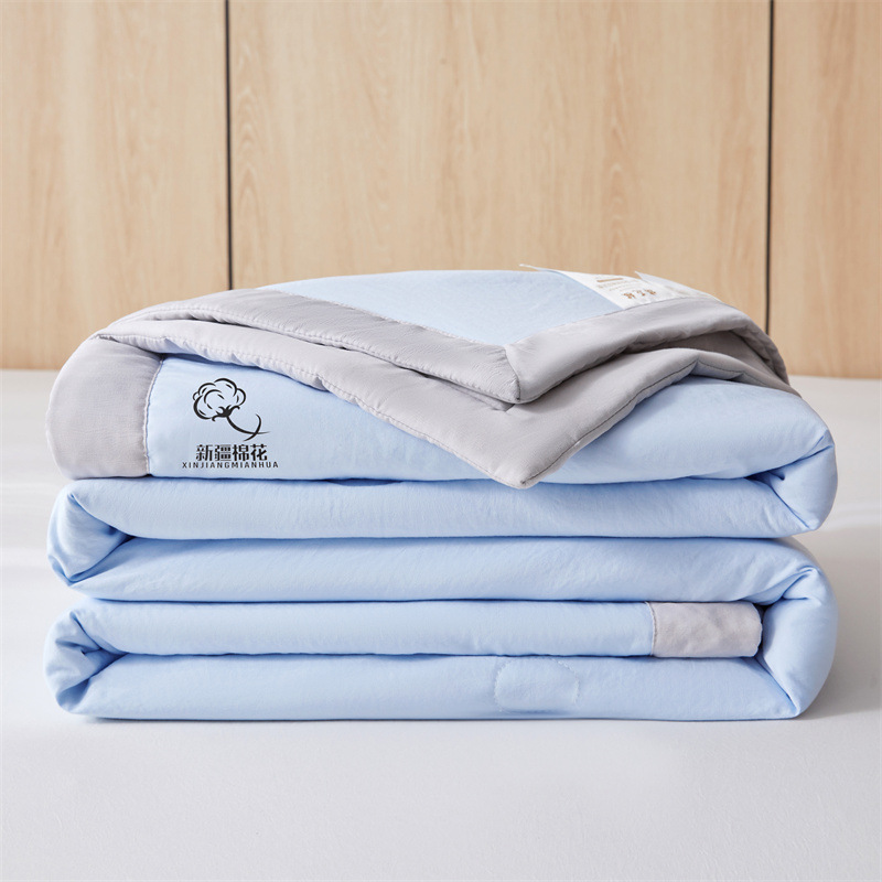 Picture of Class A unprinted wind water washed cotton summer quilt solid color Xinjiang cotton air conditioning quilt machine washable summer cool quilt thin quilt gift