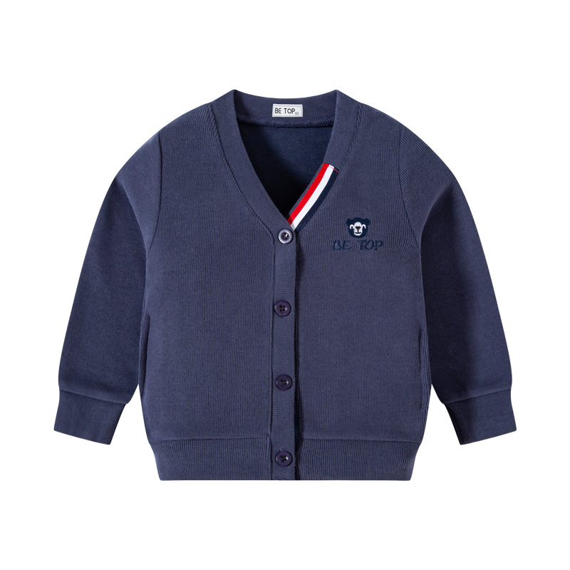 Picture of Betop Kidsren's Clothing 2025 Spring & Fall New Kidsren's Outwear French Threaded Top Boys' Knitted Knitwear Embroidered Cardigan