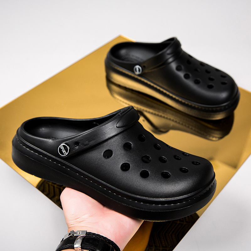 Cross-border Hole Shoes Men's Light Soft Slippers Casual Breathable Garden Baotou Slipper Men's Beach Shoes Men's Trendy
