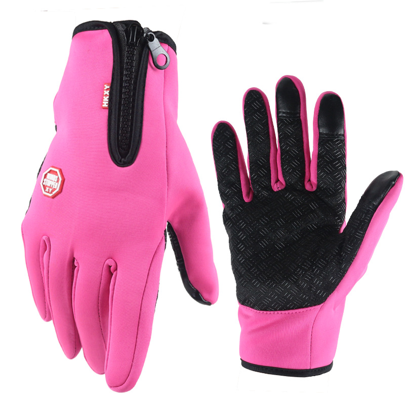 Picture of Touch Screen Gloves Winter Warm Fleece Gloves for Men and Women Cycling Outdoor Sports Non-Slip Snow Mountaineering Zipper Motorcycle