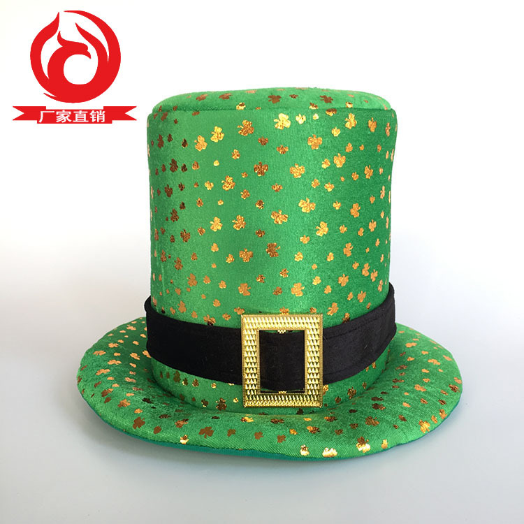 2018 New Irish National Day Clover Green Carnival Hat Bronzing Craft Creative Factory Outlet