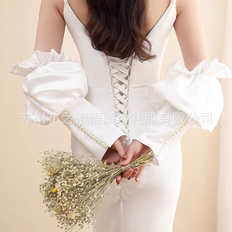 New bridal wedding gloves wedding dress accessories photo photography simple satin short wholesale female Bud
