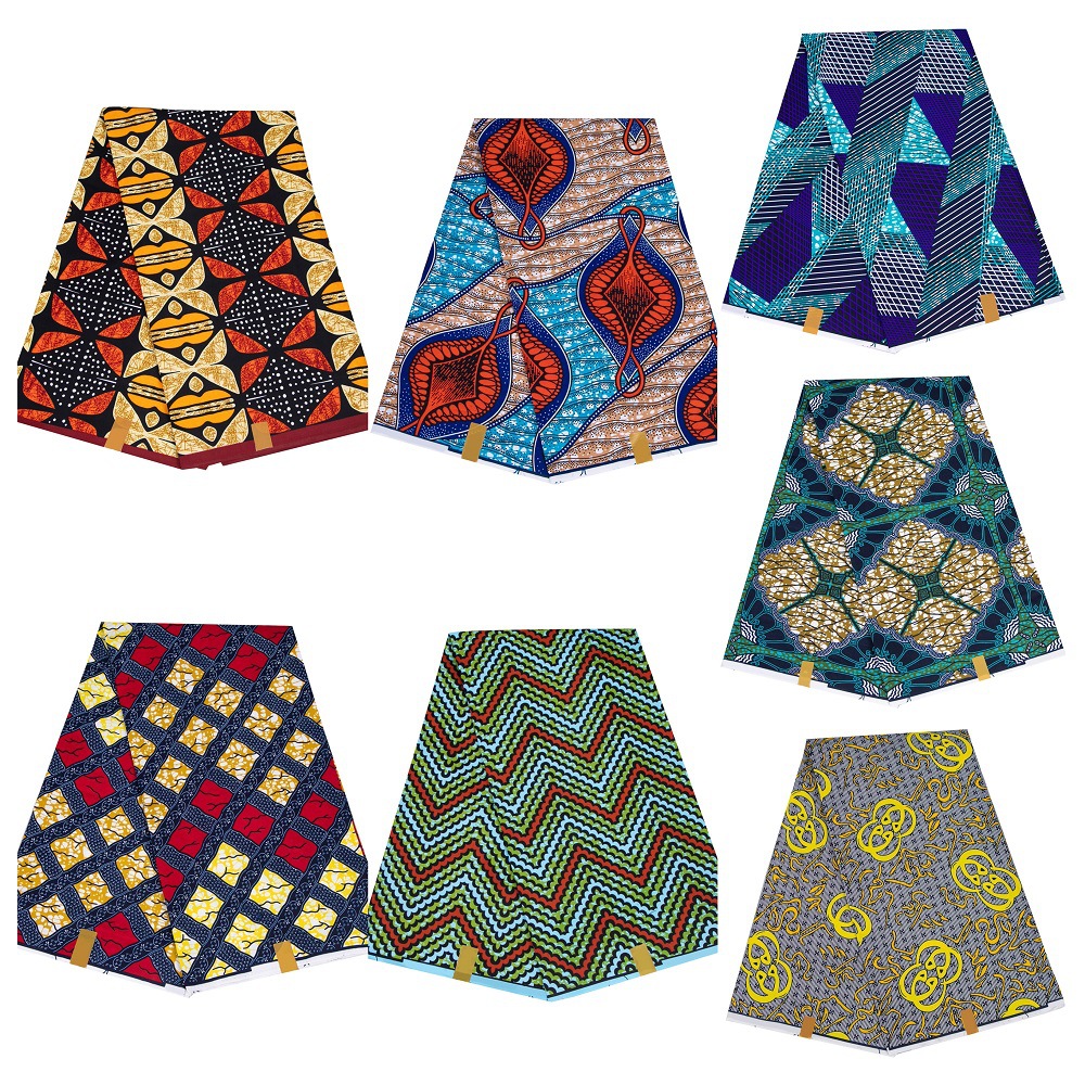 Amazon Supply African Printed Batik Cloth Ankara Fabric Dress Sewing Cloth in Stock