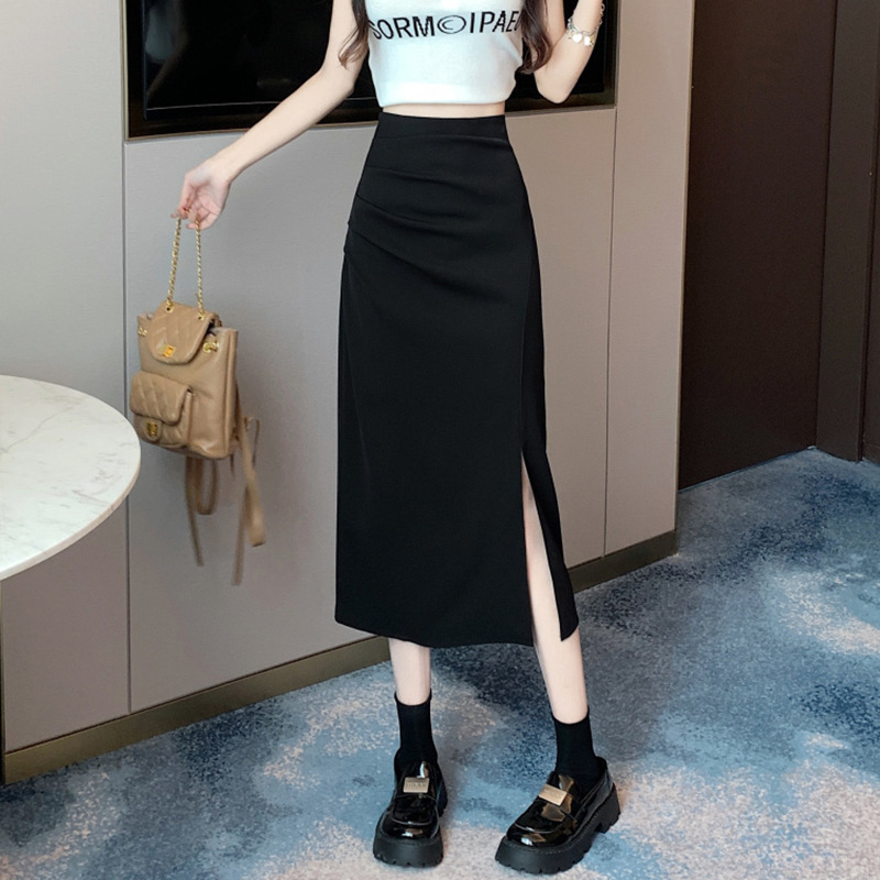 Picture of Irregular Split Pleated Skirt Skirt Spring and Autumn Women's Bag Hip Long Skirt 2024 New High Waist Mid-length A- line Skirt