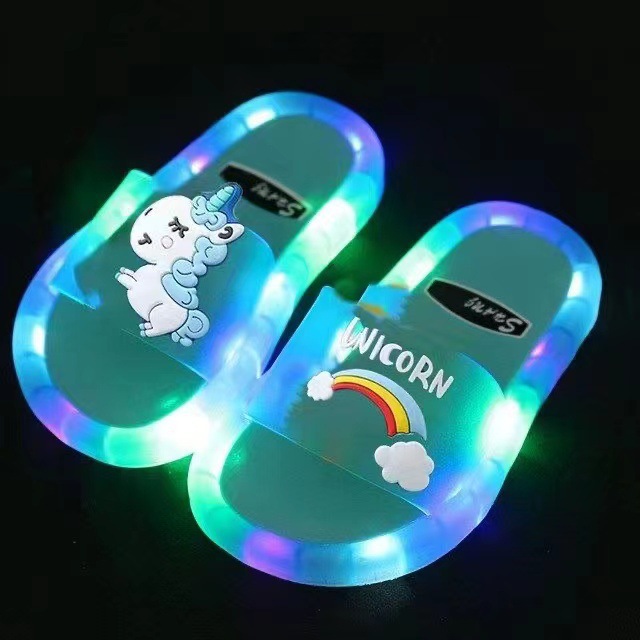 Shiny Light Children's Slippers Fashion Crystal Shoes Colorful Lights Boys and Girls Internet Celebrity Small Children Glowing Sandals Slippers
