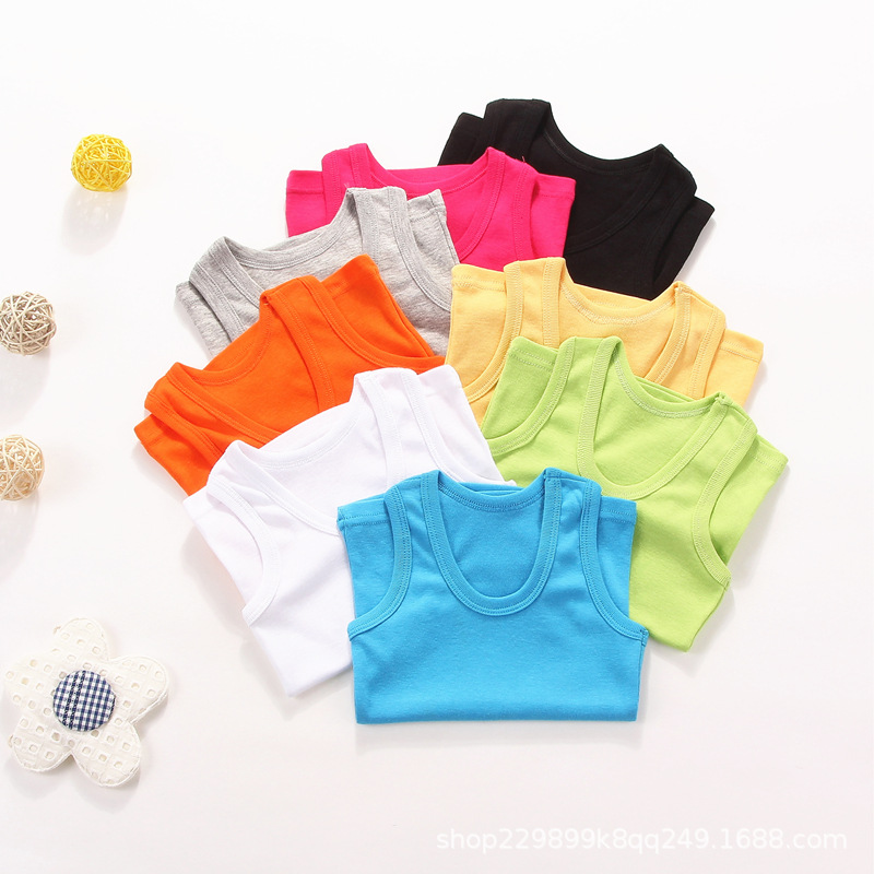 Picture of Children's vest Pure Cotton Boys' I-shaped hurdle girls' small sling children's underwear summer girls' base