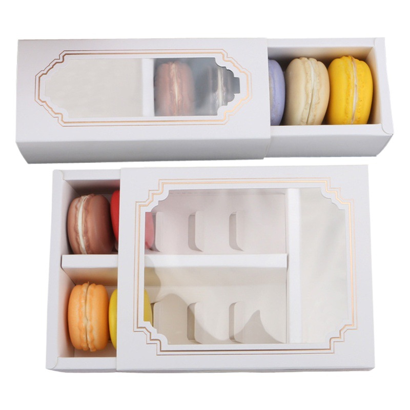 Cake Roll Macaron Snowflake Crisp Baking Packaging Box Transparent Biscuit Pastry Paper Box Chocolate Snow Mei Niang Box