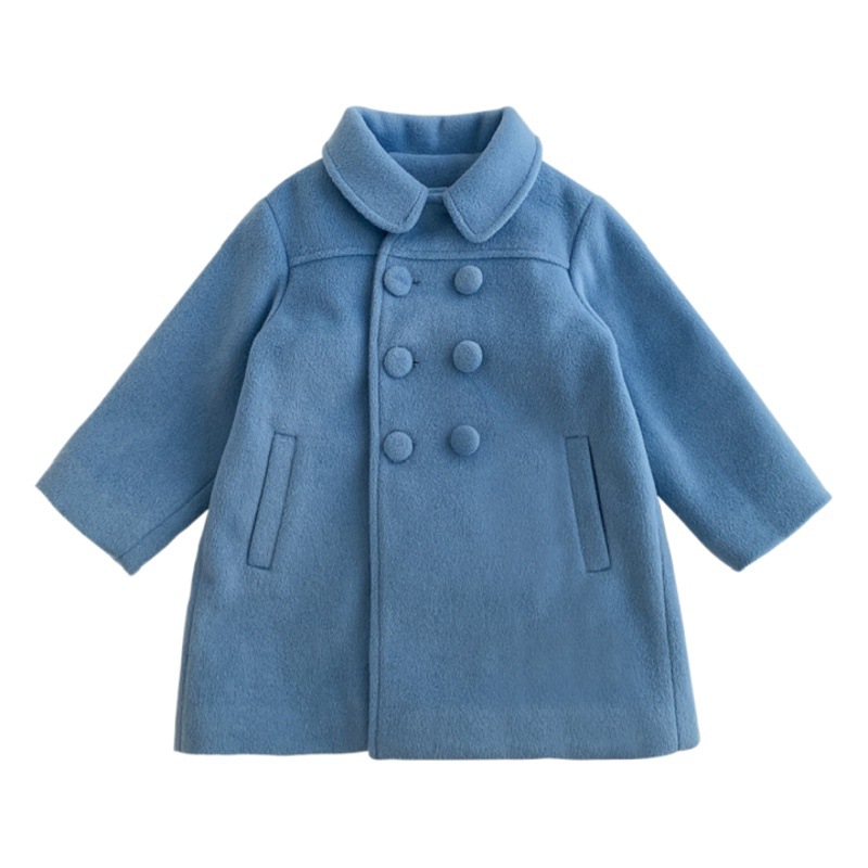 Picture of Foreign Trade Girls' Outwear 2025 Winter New Product Kidsren's Quilted Thickeneded Double-Breasted Elegant Spring Woolen Outwear Kidsren's Clothing