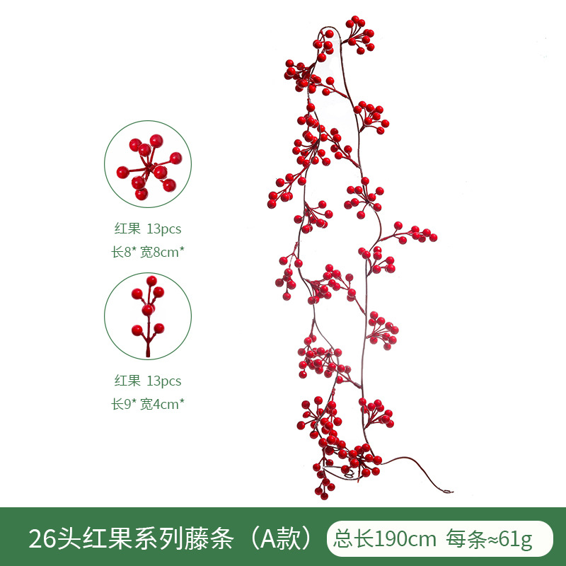 Picture of Artificial Christmas Red Fruit Berry Rattan Cross-border Christmas Atmosphere Decoration Home Decoration Christmas Red Fruit Rattan