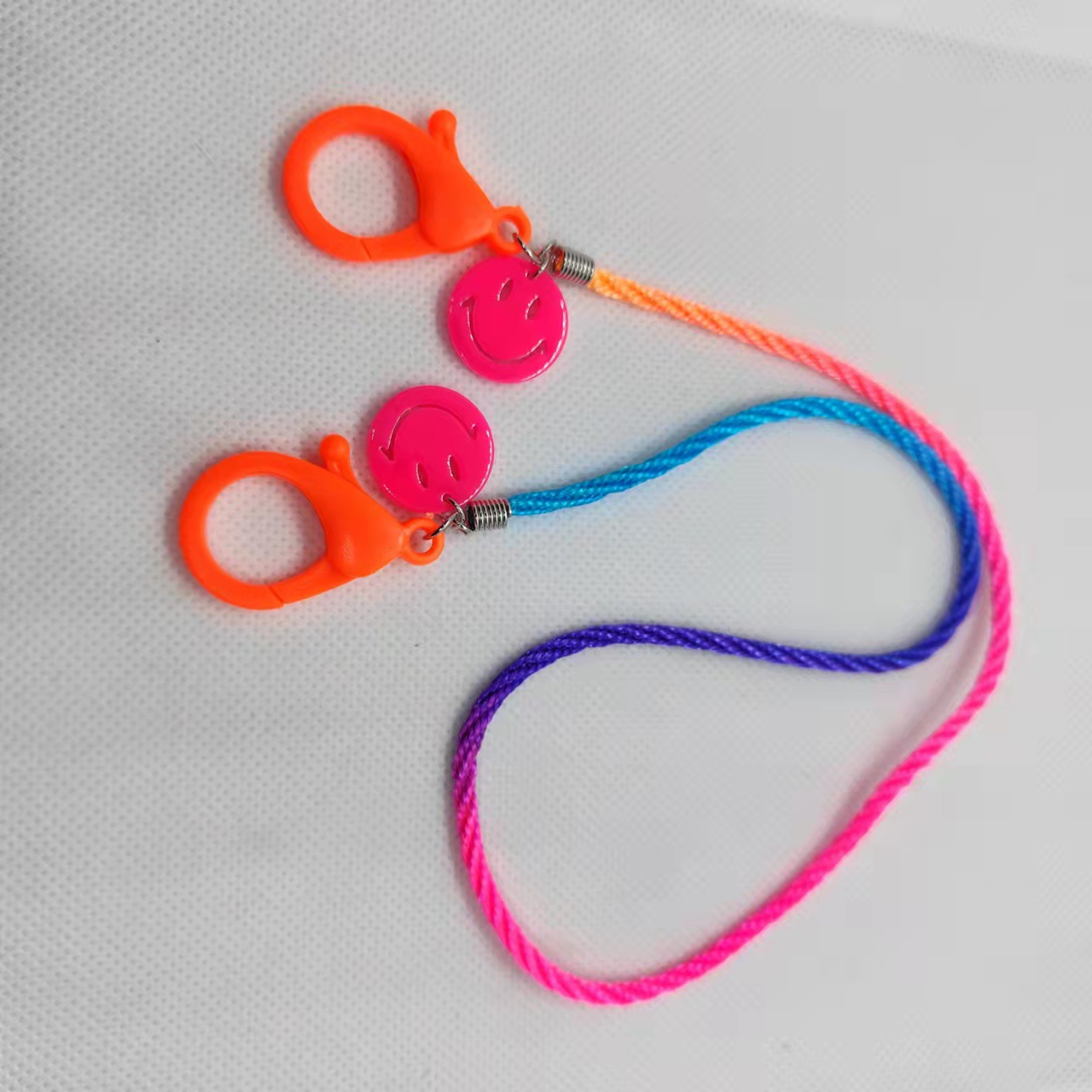 Picture of Korean style children's cartoon candy color acrylic smiley face gradient lanyard mask chain glasses chain mask with hanging chain