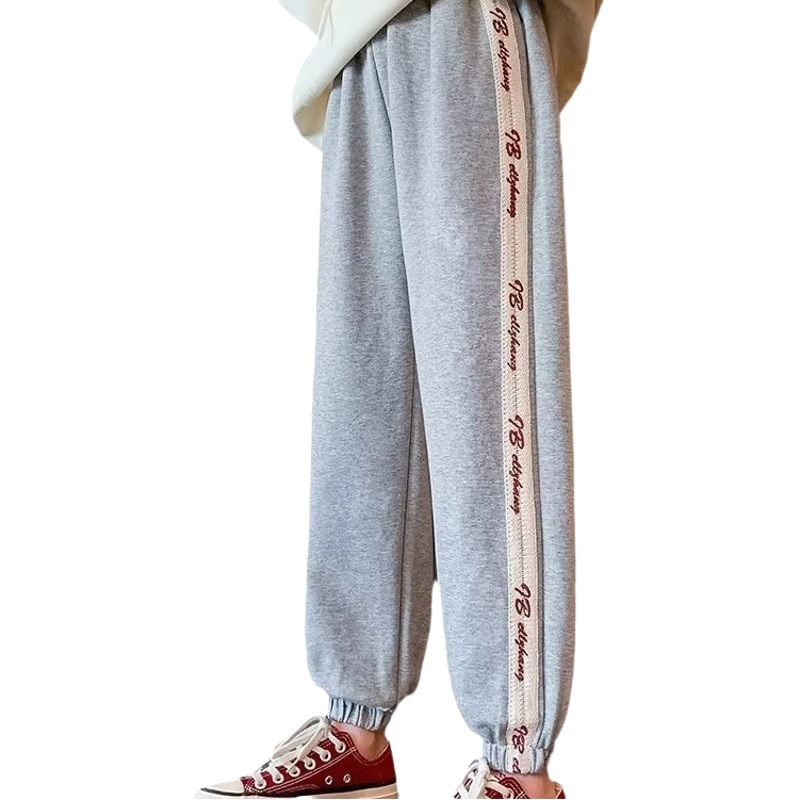 Girls' Pants 2023 New Style Middle and Large Children Girls' fleece-lined Pants Casual Sports Pants Children's Autumn and Winter Pants
